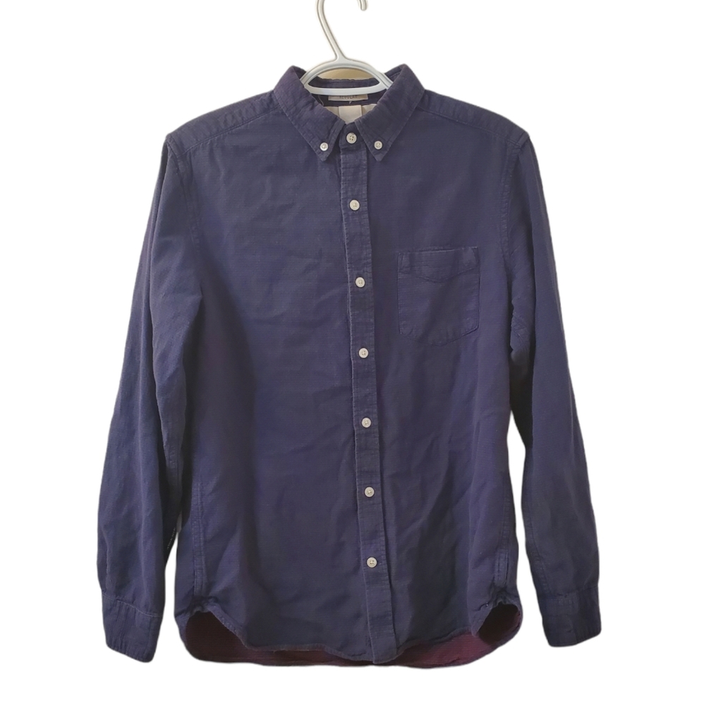 Navy Button Down with Red Detail